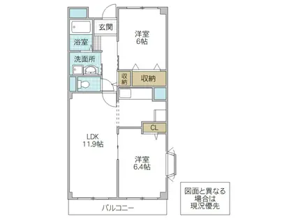 GRADIOB(2LDK/3階)の間取り写真