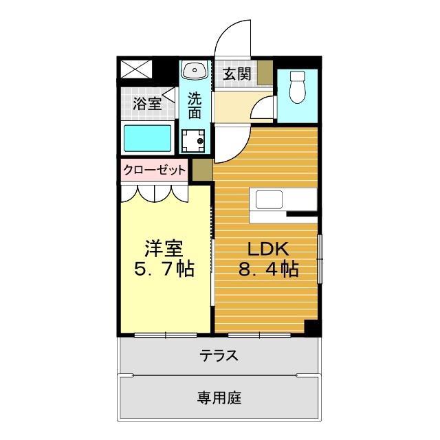 サンパレス(1LDK/1階)の間取り写真