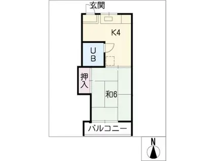 グリーンハイツ鳥羽見(1K/2階)の間取り写真