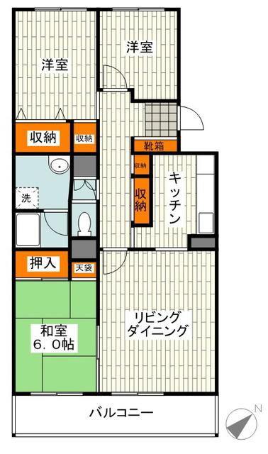 テレパレス日限山(3LDK/1階)の間取り写真