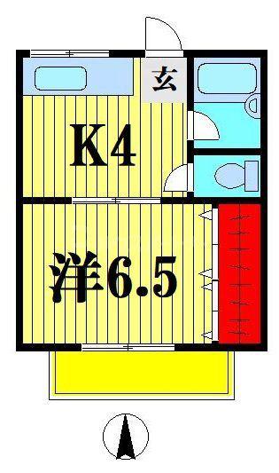 コーポラスNO24(1K/2階)の間取り写真