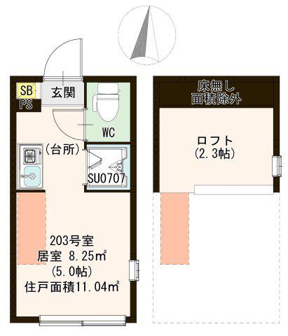 サンテラス小岩(ワンルーム/2階)の間取り写真