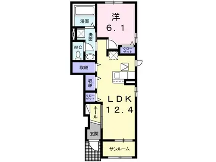 サンモール(1LDK/1階)の間取り写真