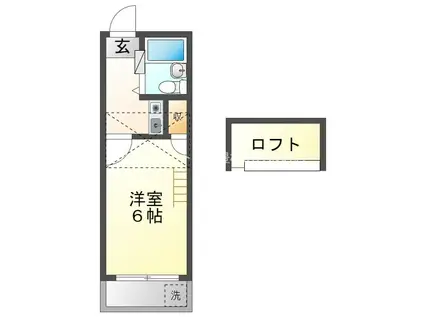 ユトリロ柱九番町(1K/2階)の間取り写真