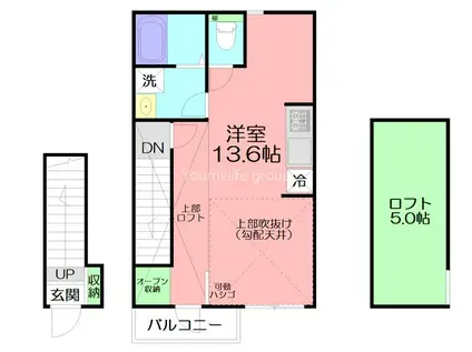 アメニティーハウス(1K/2階)の間取り写真