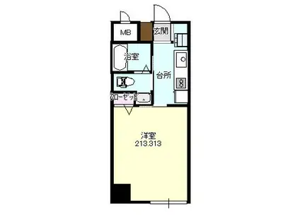 サンパール矢幅(1K/2階)の間取り写真