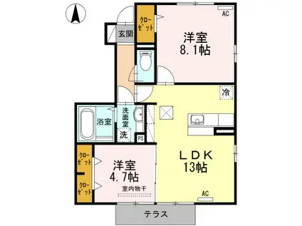 アール・アイ武雄II(2LDK/1階)の間取り写真