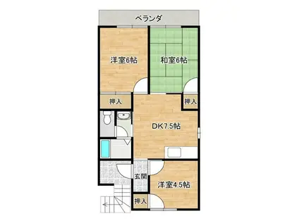 セジュール多良見A(3DK/2階)の間取り写真