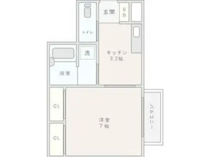 コート千里山西III(1K/4階)の間取り写真