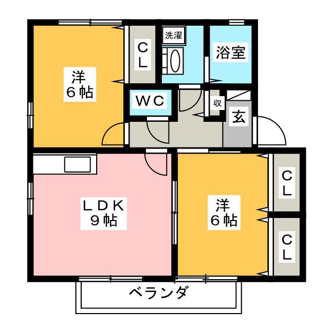 グランシャリオ A(2DK/1階)の間取り写真