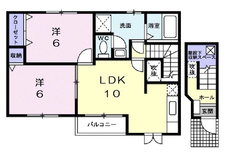 ラ シエスタ(2LDK/2階)の間取り写真