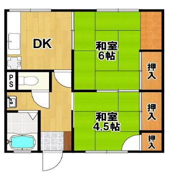 マンション南風(2DK/3階)の間取り写真