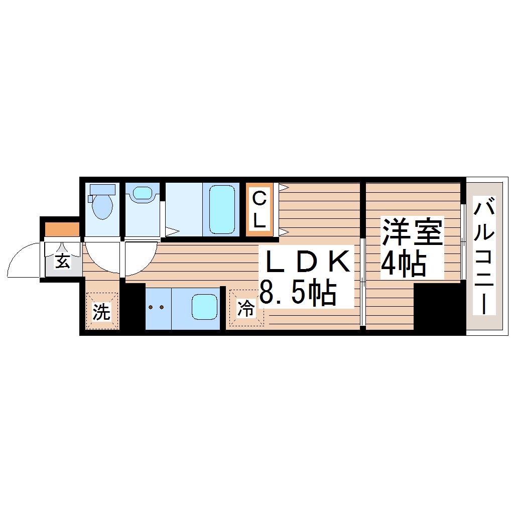 アスコット六丁の目(1LDK/2階)の間取り写真