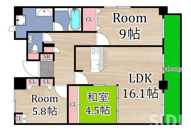 ドルチェヴィータ(3LDK/8階)の間取り写真