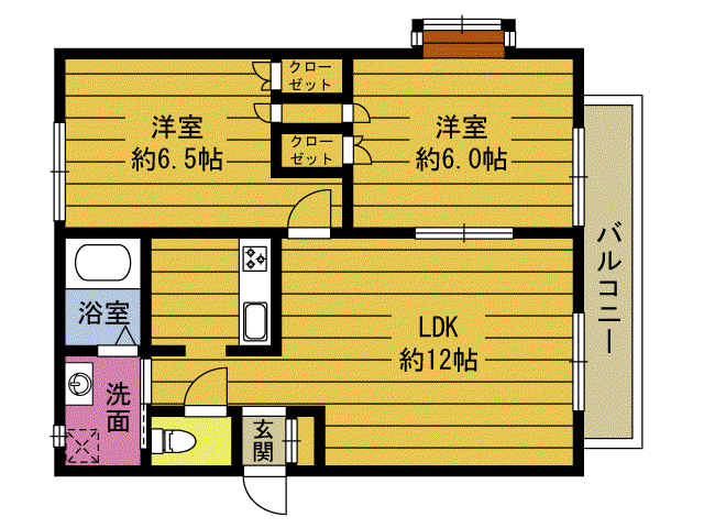アルトプェンテII(2LDK/2階)の間取り写真