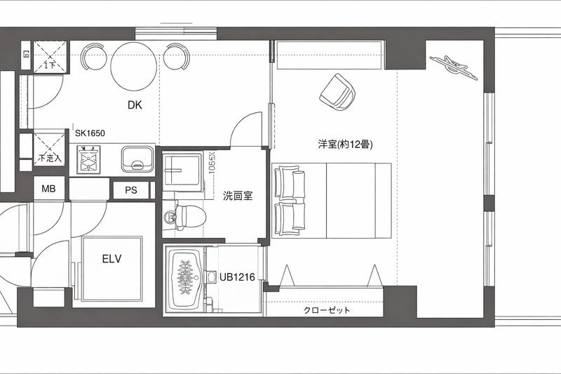 セリーヌ元麻布(1DK/4階)の間取り写真