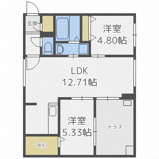 コア山の手(2LDK/1階)の間取り写真