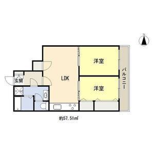 グランパスエクシード(2LDK/4階)の間取り写真