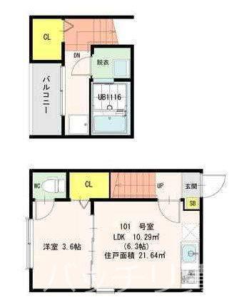 CUPRE SUMIYOSHI(1DK/1階)の間取り写真