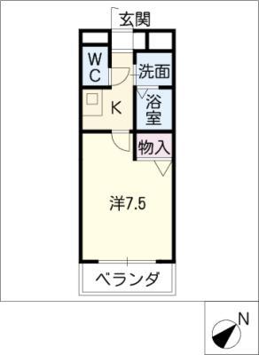 SUNPISCES(1K/2階)の間取り写真
