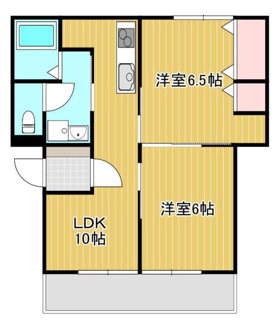 マンション司I(2LDK/1階)の間取り写真