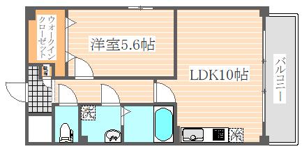 テイルガーデン博多(1LDK/4階)の間取り写真