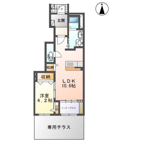 グランフォンテーヌ奏(1LDK/1階)の間取り写真