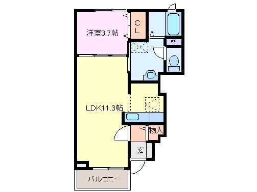 ハピネス・フジ(1LDK/1階)の間取り写真