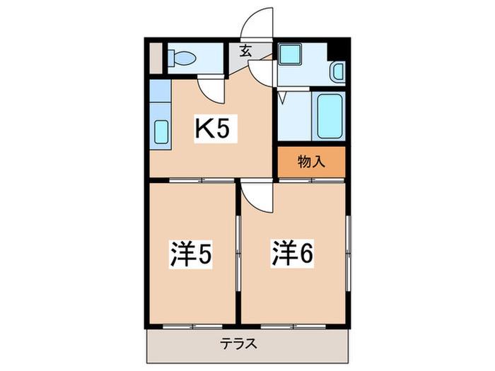 ハイツ綾瀬(2K/1階)の間取り写真