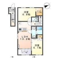 富山市掛尾町アパート(2LDK/1階)の間取り写真