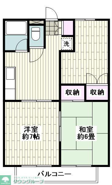 シャトウDU 湘南壱号館(2DK/2階)の間取り写真