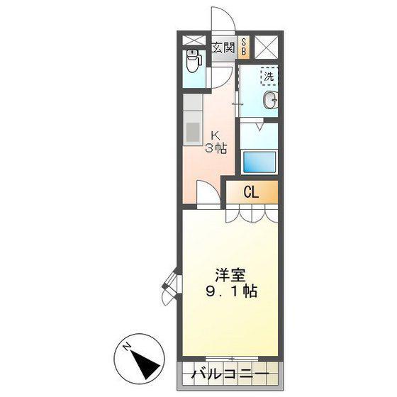 マークI(1K/1階)の間取り写真