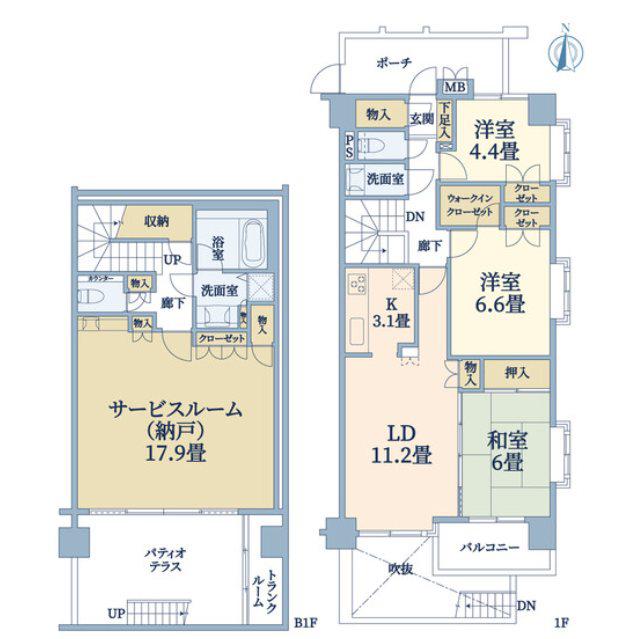 ザ・パームス西葛西(3SLDK/1階)の間取り写真