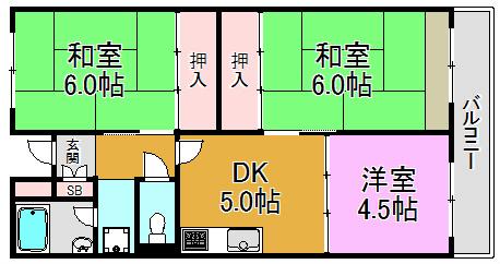 ガーデンハウス(3DK/2階)の間取り写真
