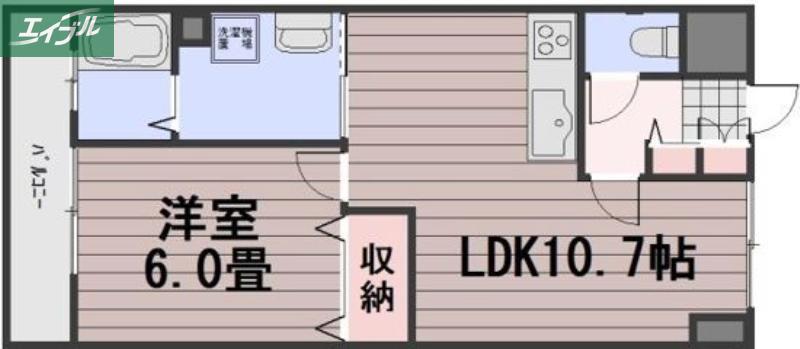 ロンディーネ福富I(1LDK/4階)の間取り写真