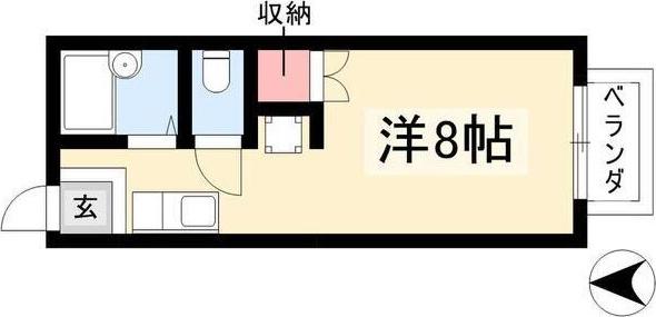 ハイツアポロ(ワンルーム/2階)の間取り写真