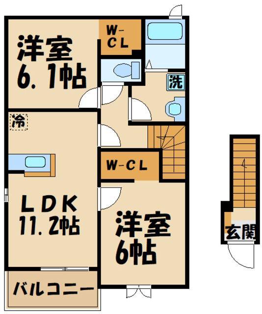 パストラール ライツII(2LDK/2階)の間取り写真