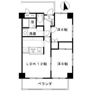 近鉄名古屋線 近鉄弥富駅 徒歩12分 5階建 築27年(2LDK/2階)の間取り写真
