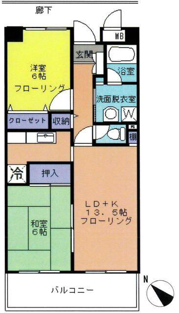 タカソービル(2LDK/3階)の間取り写真