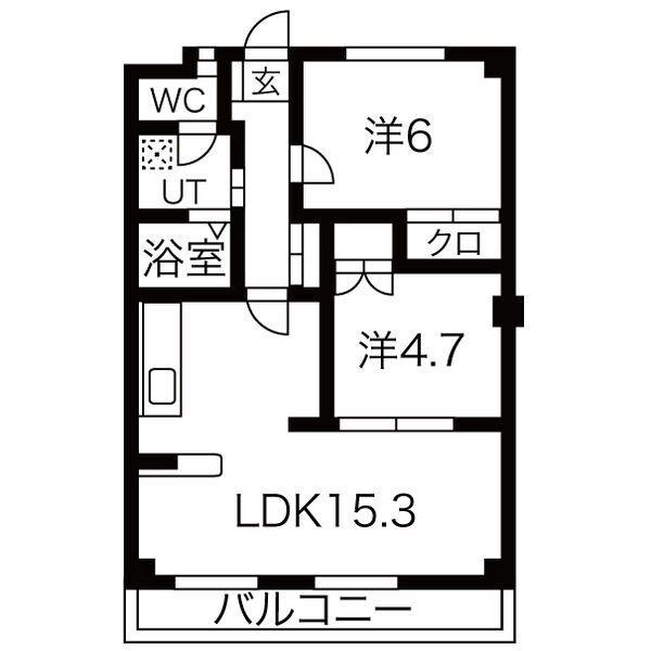PATIO NAKANOMACHI(2LDK/4階)の間取り写真