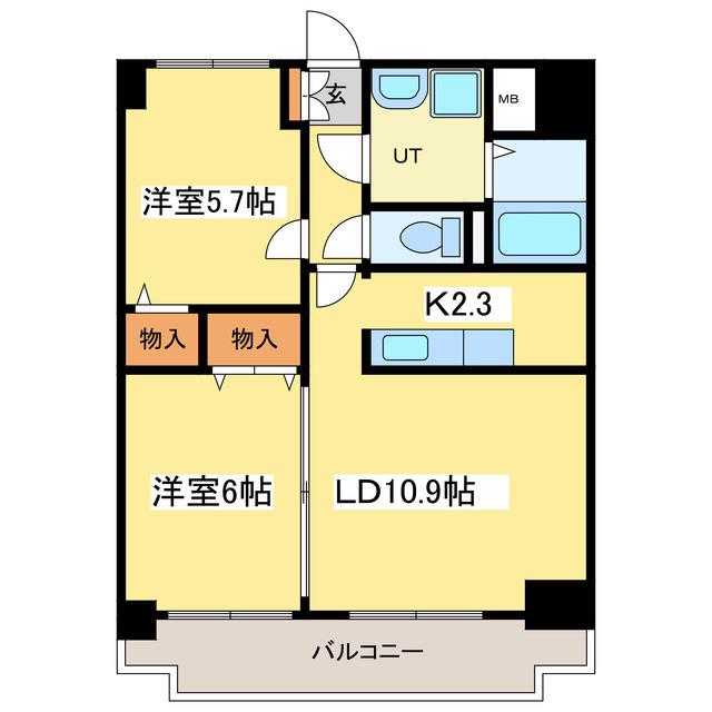 ヴォーネン元町ノース(2LDK/5階)の間取り写真