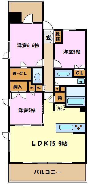 プラウド宮前平トレサージュ(3LDK/4階)の間取り写真