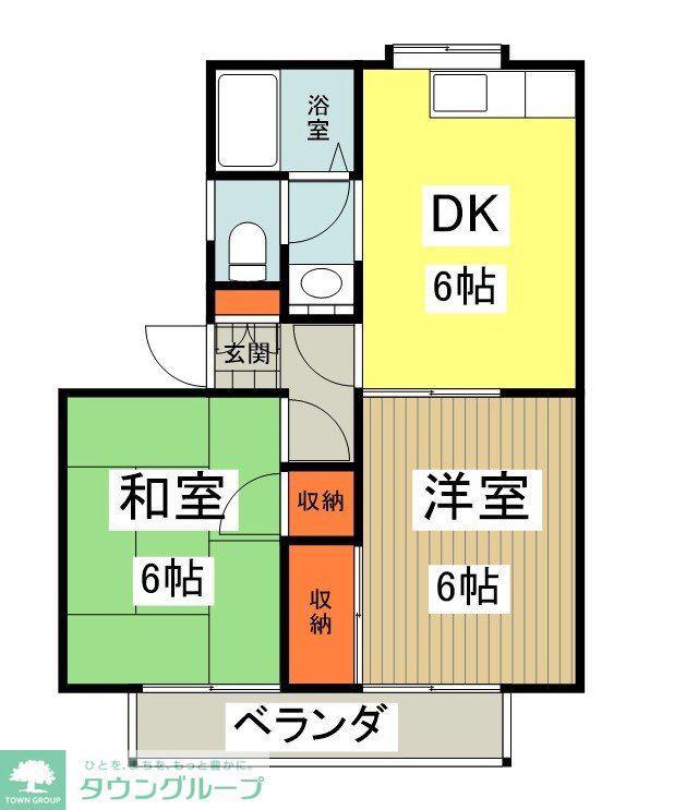 コーポリバティ(2DK/2階)の間取り写真