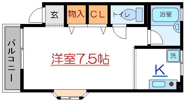 ハイツ小林(ワンルーム/1階)の間取り写真