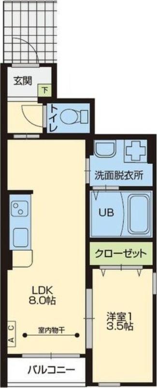CASA DE LA PAZ(1LDK/1階)の間取り写真