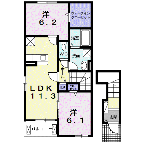 トゥインクル(2LDK/2階)の間取り写真