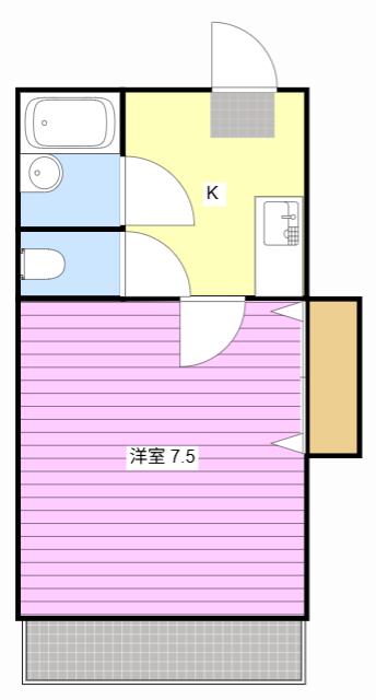 ネクシア桜木(1K/1階)の間取り写真