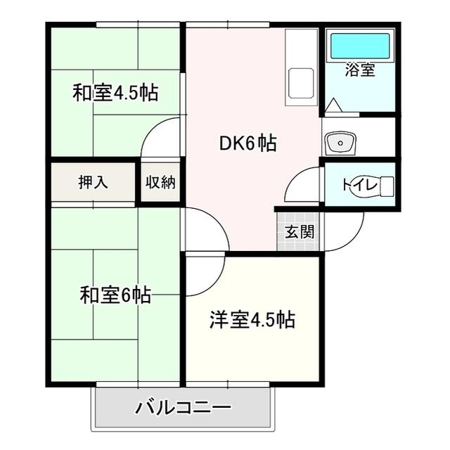 ハイツパークサイド(3DK/2階)の間取り写真