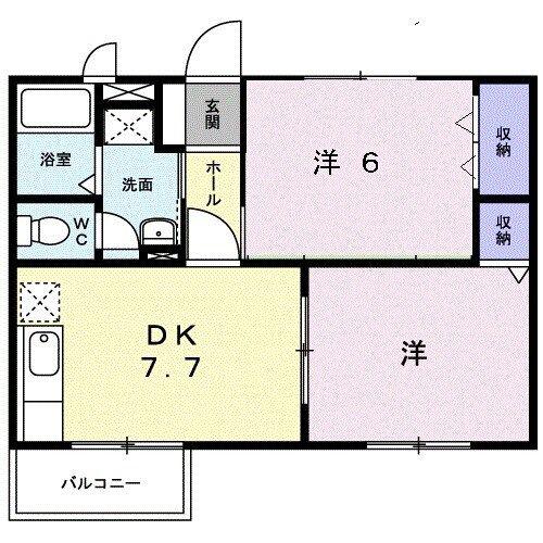 サニーハイツ(2DK/2階)の間取り写真