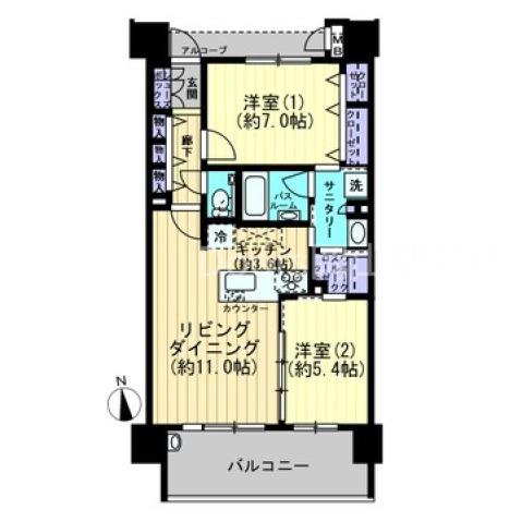 アルビオ・ガーデン西川原(2LDK/9階)の間取り写真